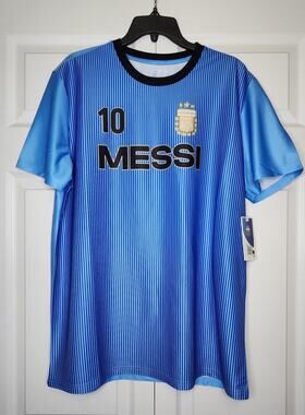 AFA Official Argentina Messi Mens Tshirt Size Large Soccer Blue Stripe NWT